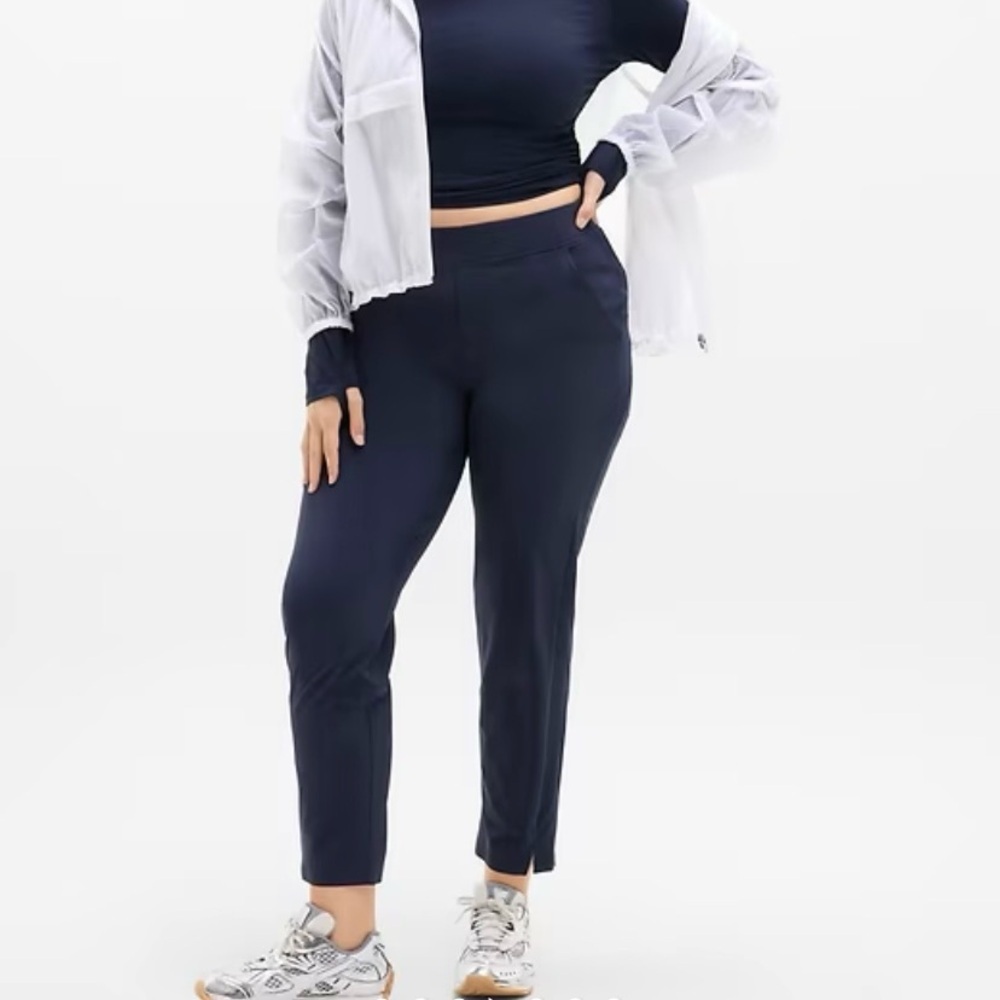 Athleta New Brooklyn Ankle Pants Size 16 Navy Blue Mid Rise Pull On - Picture 2 of 16